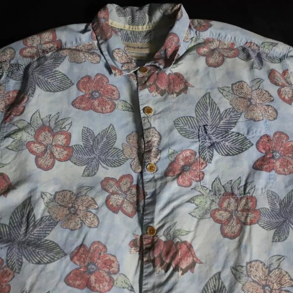 Tommy Bahama Button Up Shirt Mens XXL Blue Floral Hawaiian Tropical Beach Silk - Picture 3 of 9